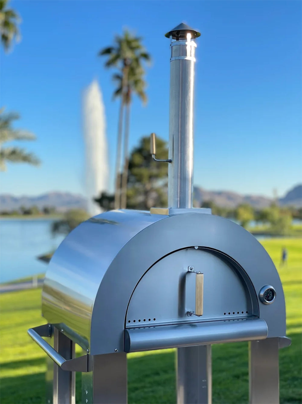 Kokomo 32 Inch Dual Fuel Gas or Wood Fired Stainless Steel Pizza Oven